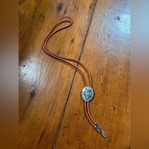 Bola Bola Phoenix orange silver neck tie with silver hammer engraved design